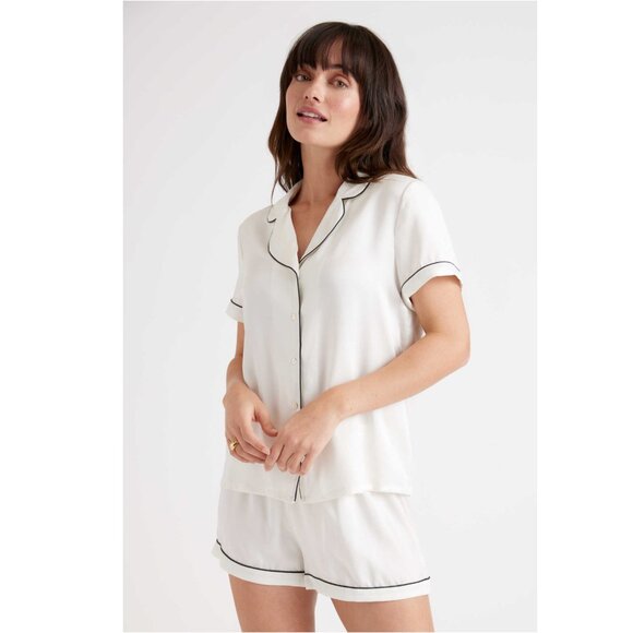 Quince Other - Quince 100% Washable Silk Pajama Top with Piping In Ivory M